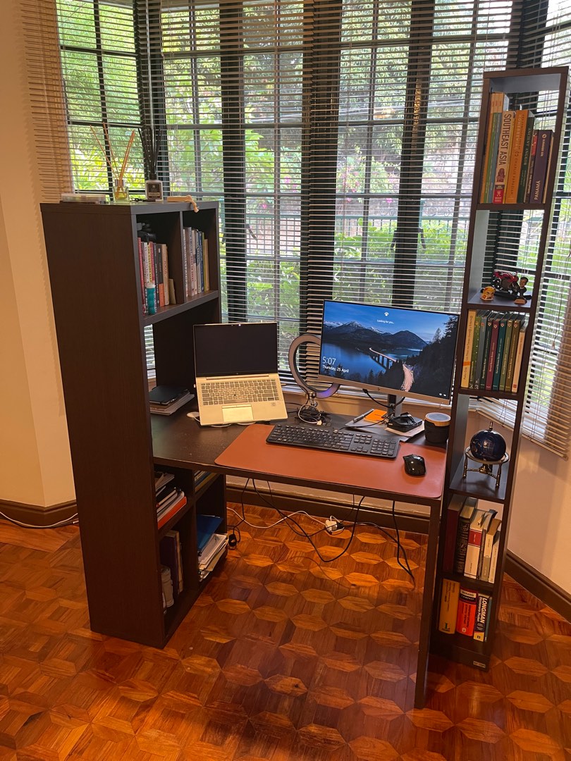 Workstation with book shelf, Furniture & Home Living, Office Furniture ...