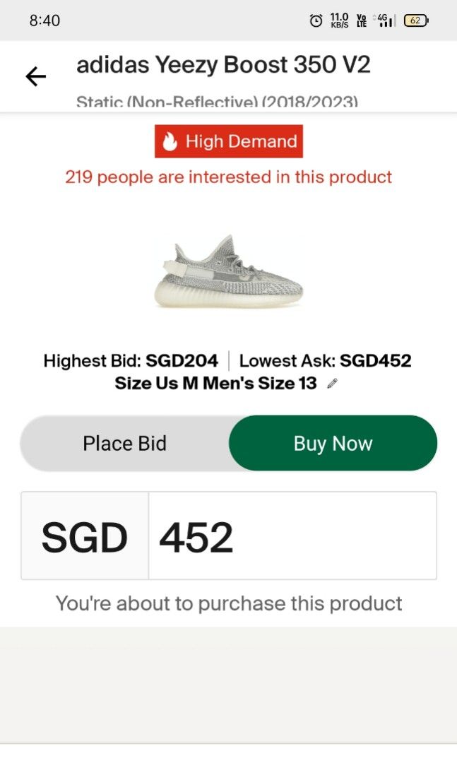 Yeezy static 219 on sale