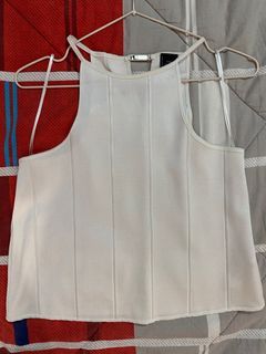 Zara white pleated halter top