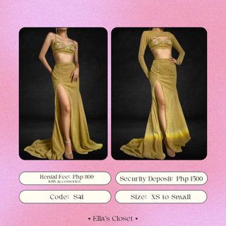 4 in 1  GOLD LONG EVENING GOWN AVAILABLE FOR RENT