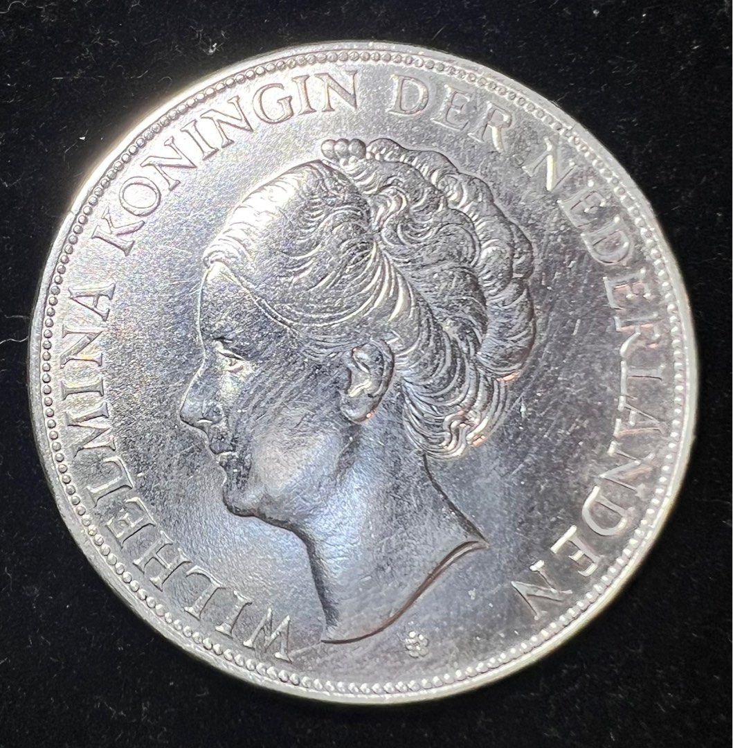 荷蘭1930年威廉明娜女王2.5盾皇冠盾牌銀幣, 興趣及遊戲, 收藏品及紀念品, 錢幣- Carousell