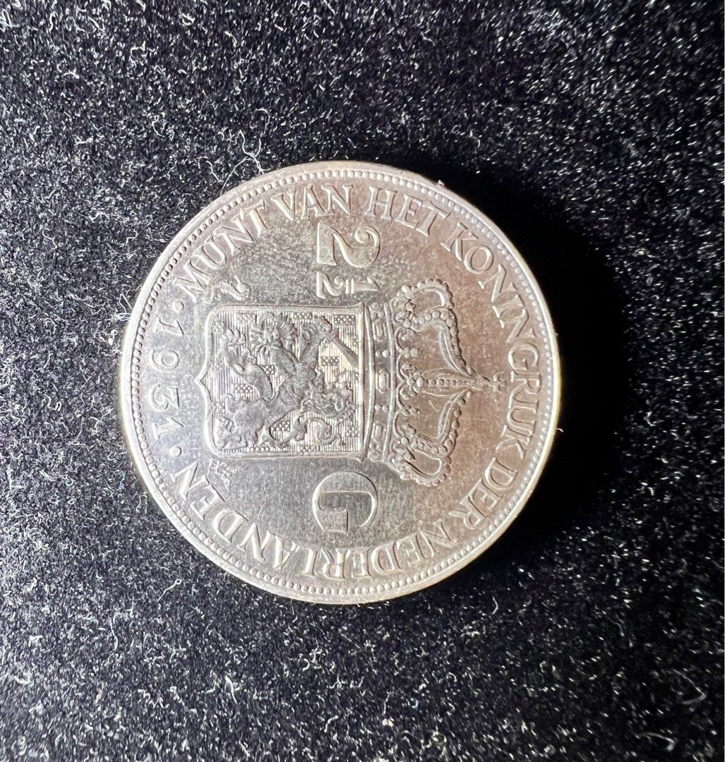 荷蘭1930年威廉明娜女王2.5盾皇冠盾牌銀幣, 興趣及遊戲, 收藏品及紀念品, 錢幣- Carousell