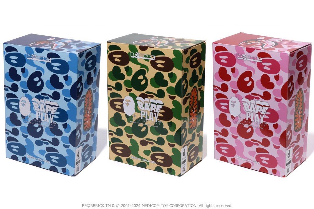 400 Et 100 Bearbrick Set Bape Baby Milo Shark Camo Bleu