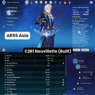 [77 Pity + 13 Pulls Guaranteed!] C2R1 Neuvillette, C0 Wanderer + LPSW, C0R1 Kazuha and friends | Genshin Impact Asia Servier AR55
