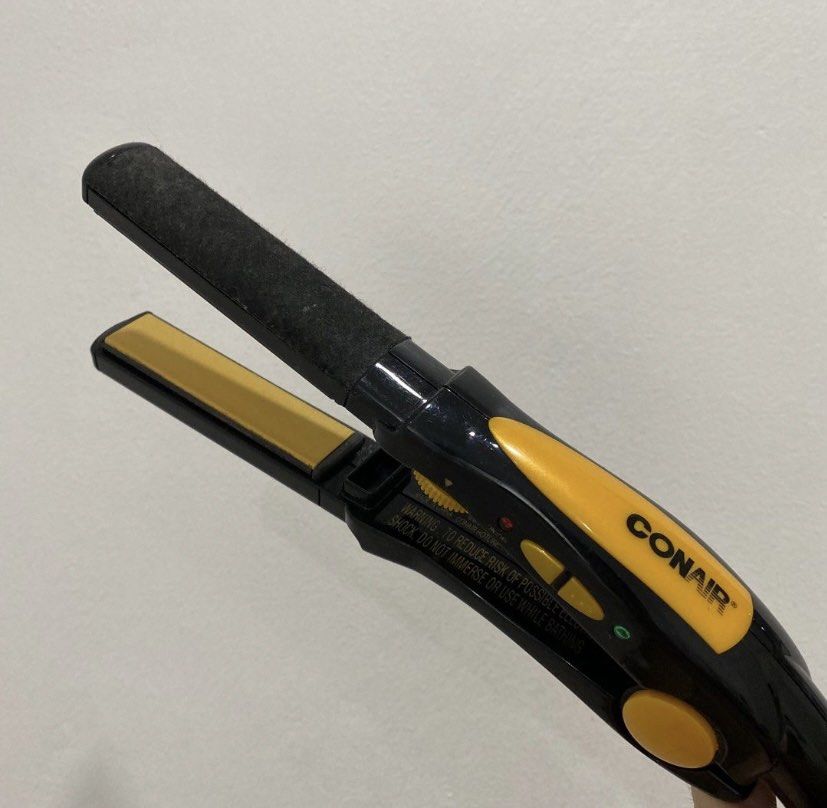 CONAIR 3 4 Ultra Slim Hair Straightener Travel Mini Handy Size in Black and Yellow Beauty Personal Care Hair on Carousell