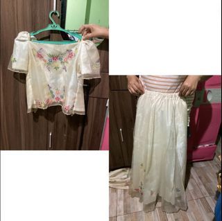 cream / white filipiniana top and skirt