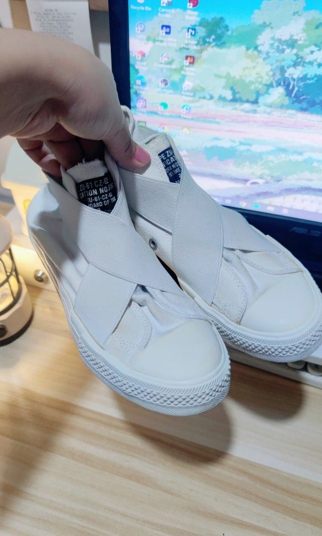 Designer Shoes Cabanne De Zucca Belted High Top Sneaker White Sneaker High Quality Canvas Fabric Women s Fashion Footwear Sneakers on Carousell