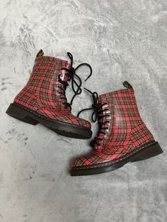 Dr. martens red tartan boots (helping tags grunge alt punk rock y2k aesthetic not madpunks tripp nyc glp )