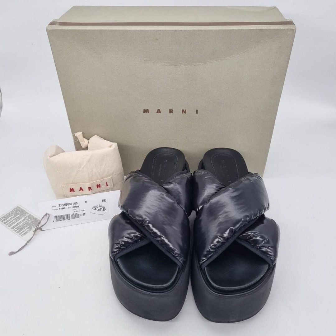Fast Sale NBU - New Marni Puffed Nylon Platform Cross Sandals 