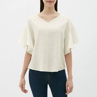 GU UNIQLO linen blend blouse