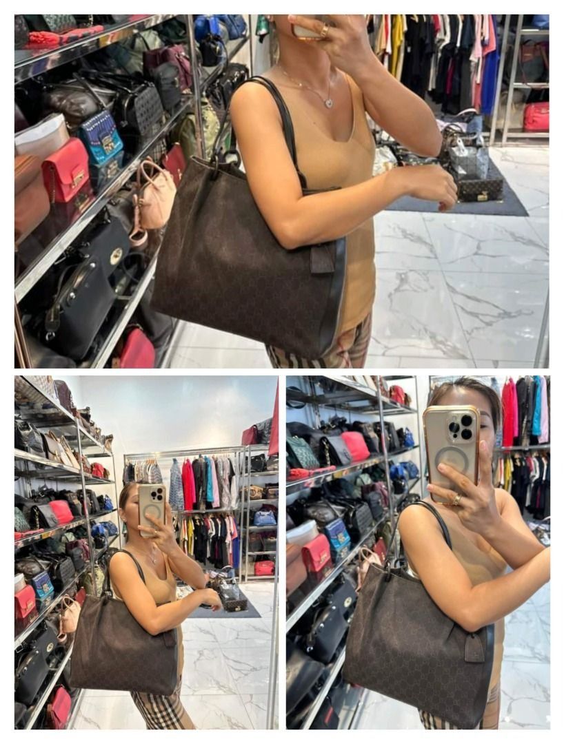 Gucci monogram canvas tote on sale