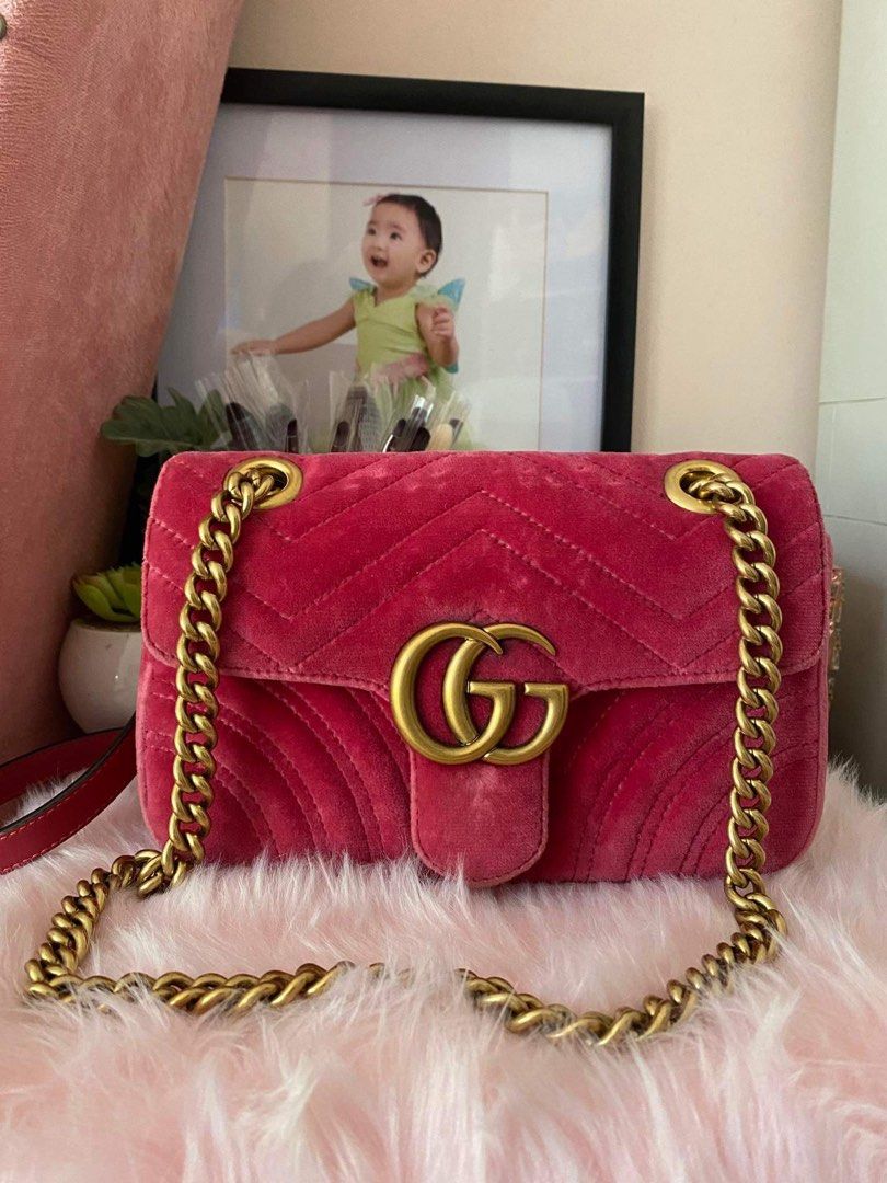 Gucci marmont velvet pink hot sale