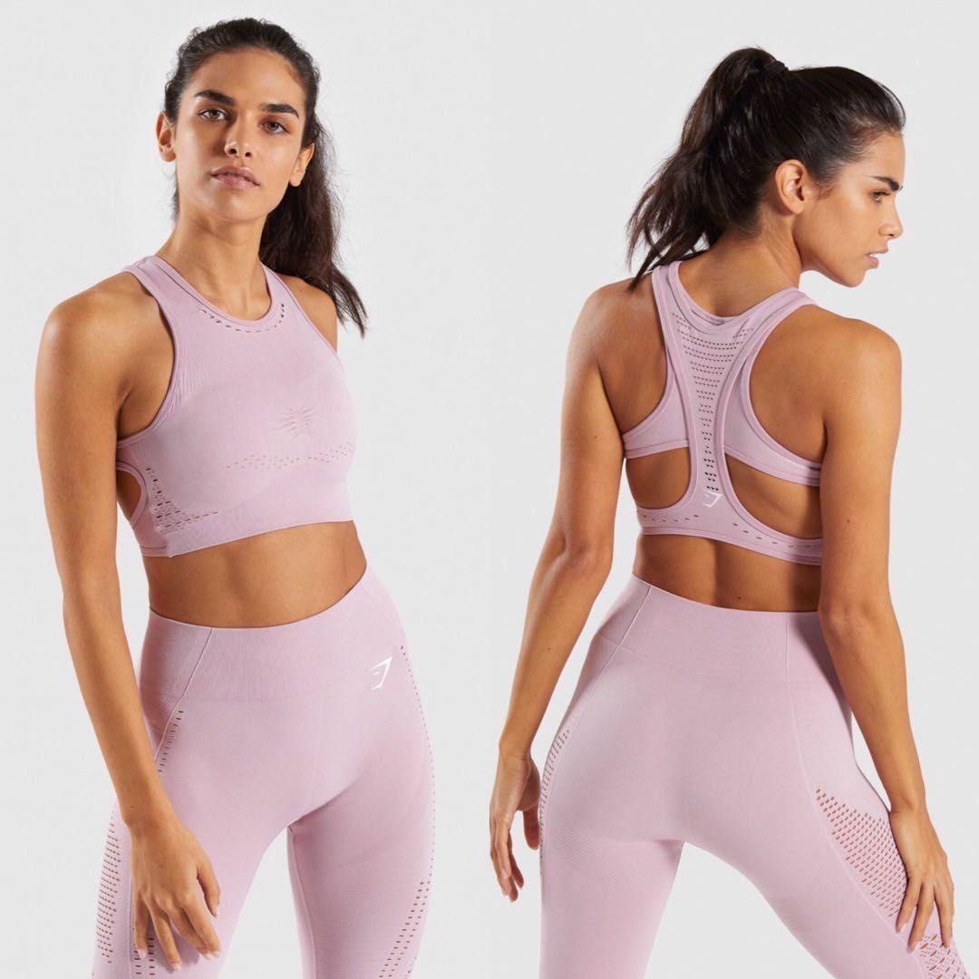 gymshark flawless knit bra in washed lavender