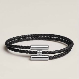 Hermes Tournis Tresse Bracelet Noir (Silver)