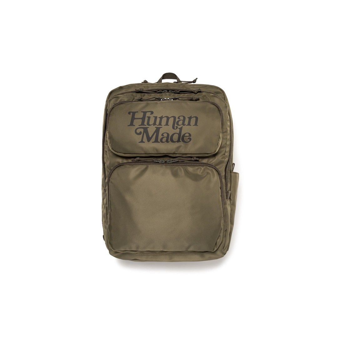 HUMAN MADE BACKPACK (Category: Backpacks) located in Singapore. Submitted by nichloesg (Listing ID 1306167249, Image 1). Description: ✅ Olivedrab H44 x W30.5 x D16cm But Human Made Prototype backpack with the Verdy-designed brand logo. The structured, dual-layered pockets have a large capacity, making the bag a functional choice for both work and play. MATERIAL: 100% NYLON Find us at @nichloesg Tags Nigo.