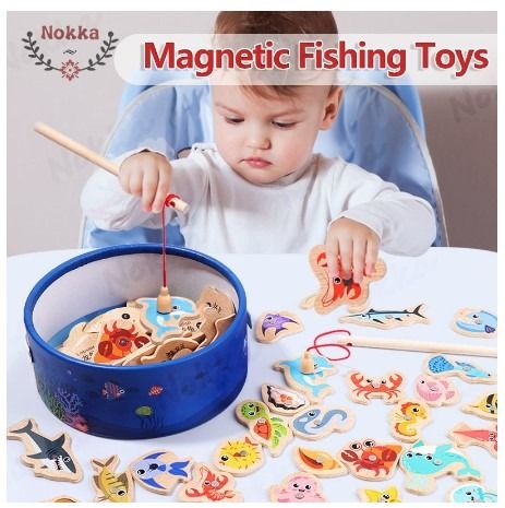 Magnetic Fishing Toys for Kids Wooden Ocean Fishing Toy Parent Child Game Early Education Toys Hobbies Toys Toys Games on Carousell