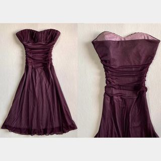 ❗️SALE❗️Most Fave and Elegant Plum / Burgundy / Deep Purple Mesh Overlay Padded Tube Romantic Dress / Birthday Dress / Beach Summer Dress