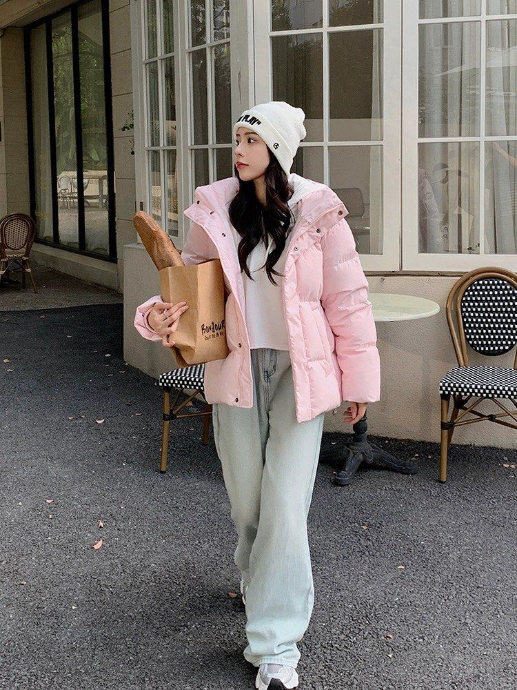 Pastel Pink Puffy Winter Jacket