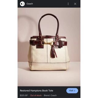PAYDAY RUSH SALE | 100% Original Coach Hamptons Book Tote | Hand | Purse | Top Handle | Office Bag | White Brown | Authentic | US USA | Not Aldo Anne Klein Charles & Keith Donney Furla Guess Lacoste Nine West NW Tommy Hilfiger | Rare | Vintage | Padala