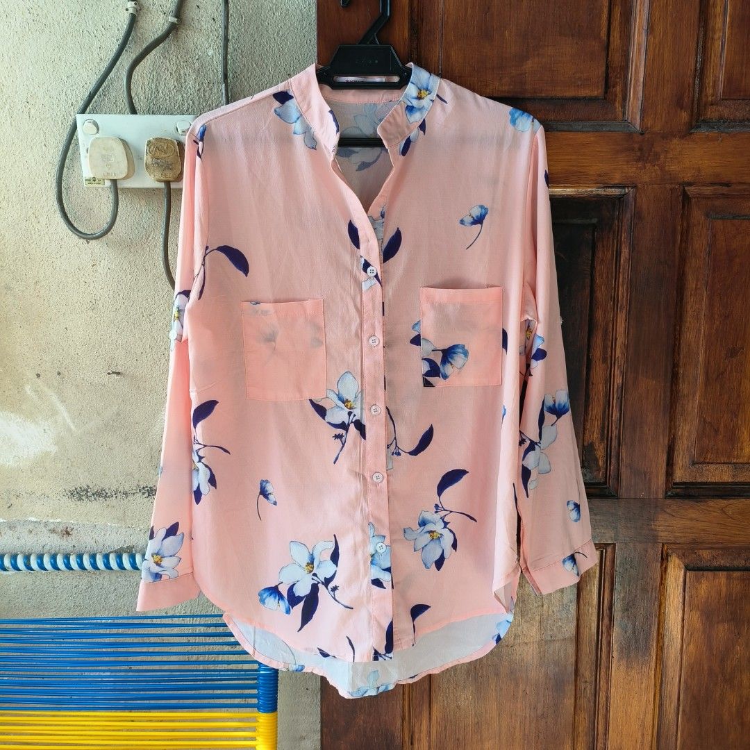 peach chiffon blouses