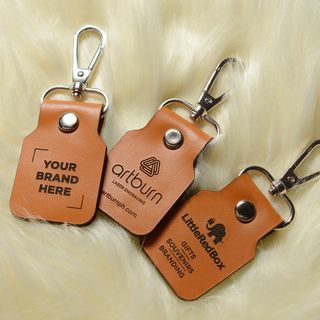 Personalized Leather Keychain (Chrome-tan / coated leather Square shape)