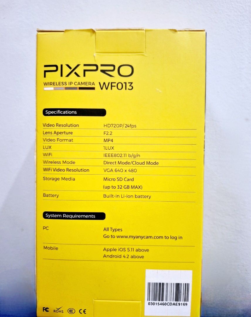 [Negotiable] Pixpro wireless IP camera (Category: Cameras) located in Manila. Submitted by msmail (Listing ID 1306105901, Image 2). Description: Brand new. see photo for specs.