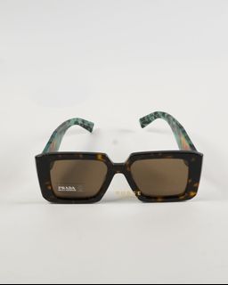Prada SPR 23Y-F Turquoise/Dark Brown Sunglasses