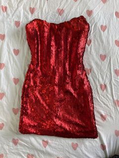 red sequin corset mini dress for rent