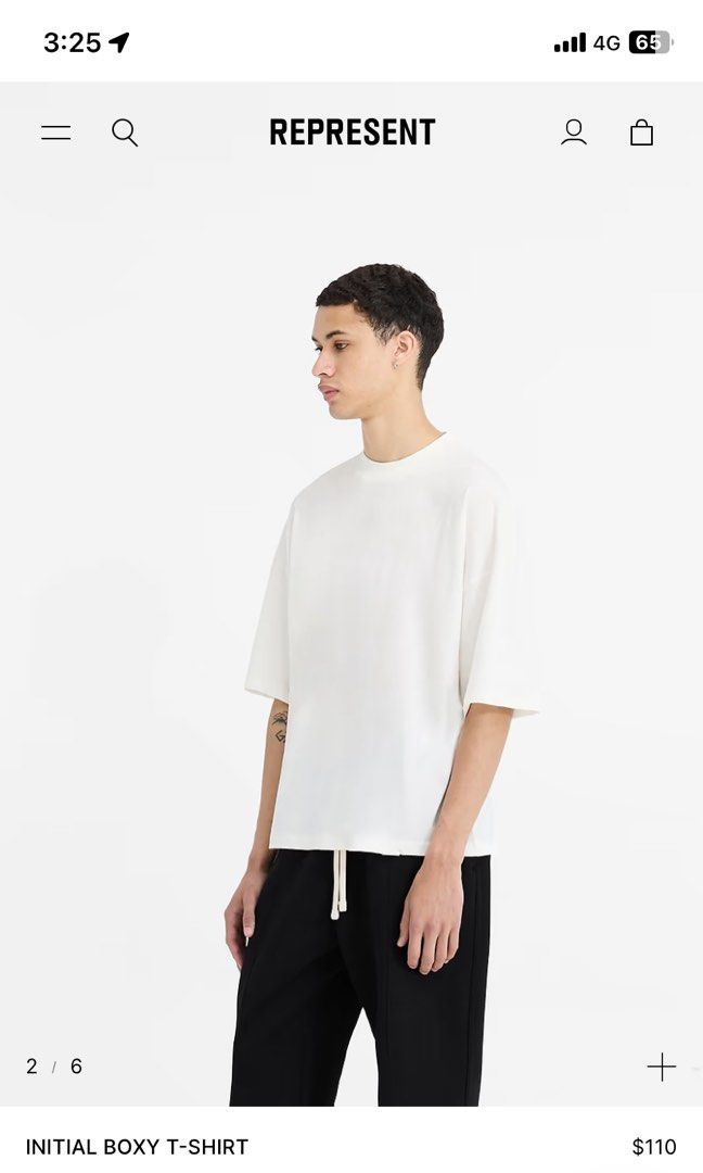 Represent Initial Tee (Category: Tshirts & Polo Shirts) located in Singapore. Submitted by here4bargains (Listing ID 1306074631, Image 1). Description: https://row.representclo.com/products/initial-boxy-t-shirt-flat-white.