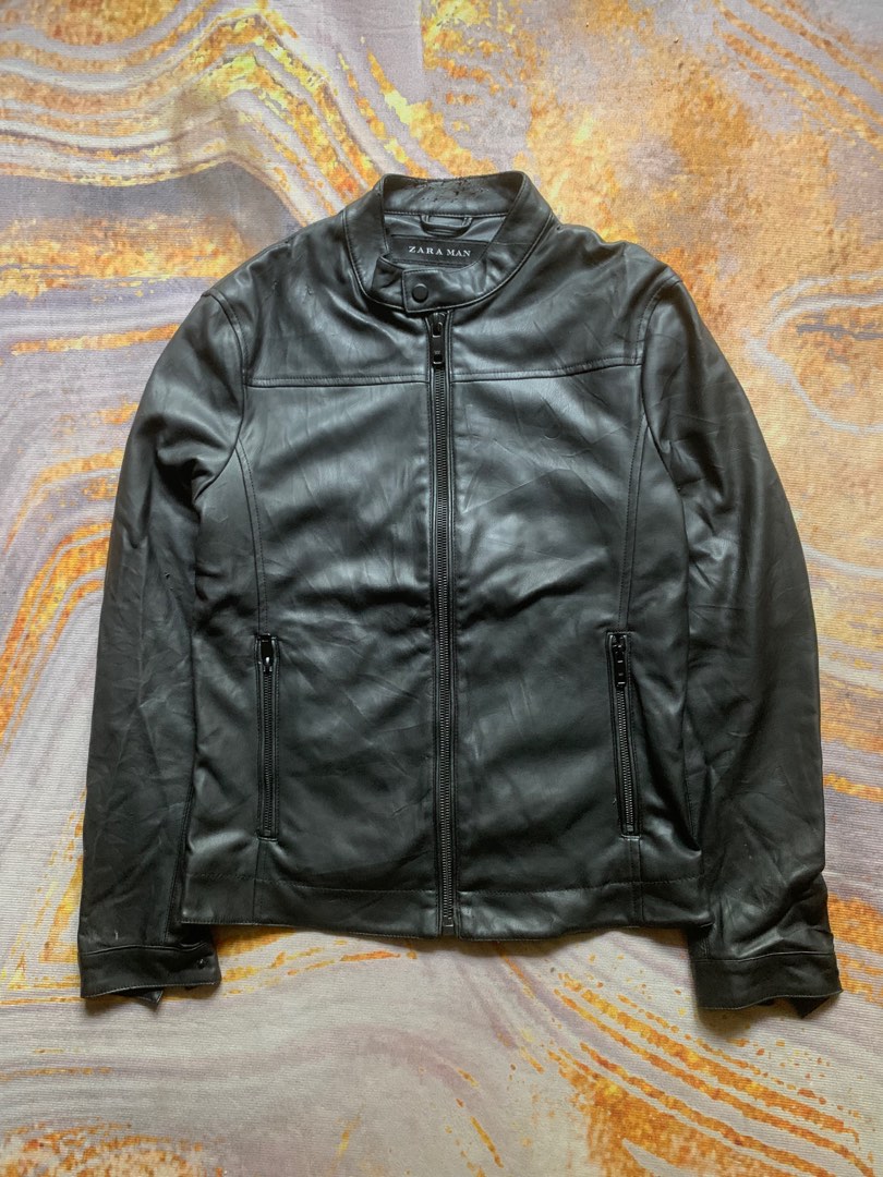 Riding Kulit Sintetis by Zara Man, Fesyen Pria, Pakaian Baju