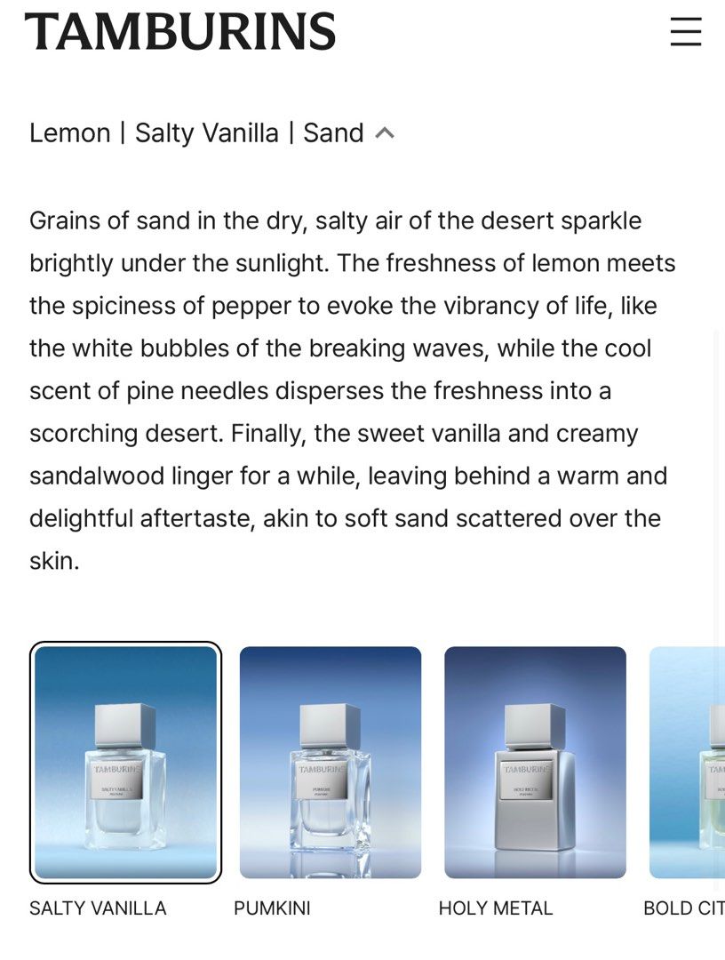 Salty Vanilla Decant Tamburins, Beauty & Personal Care, Fragrance