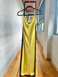 Satin silk gold dress