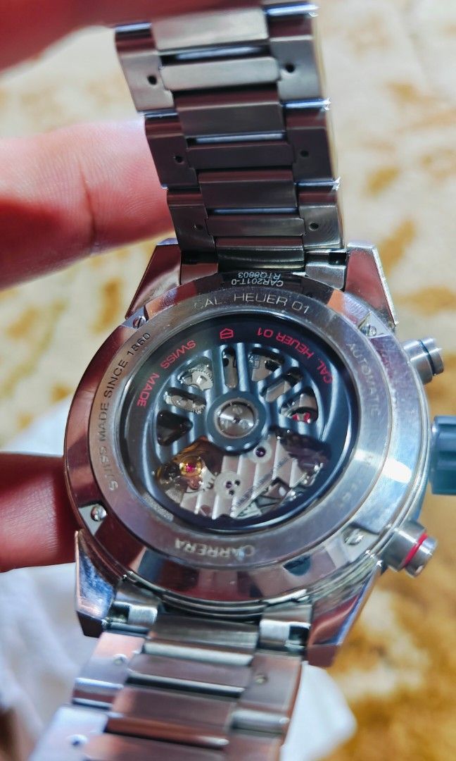 Tag Heuer open heart chronograph watch blue ceramic bezel