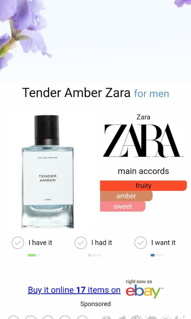 Tender Amber by ZARA Original Tester Eropa (NEW)