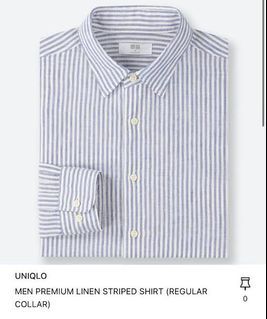 UNIQLO men premium linen long sleeve top