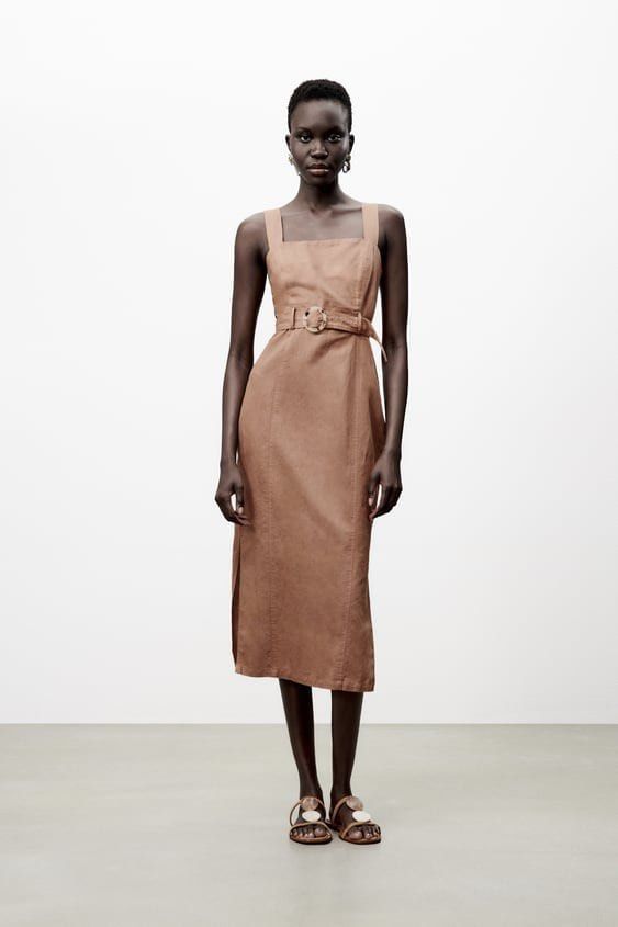 linen cocoon dress Shell-Toned Linen Cocoon Dress
