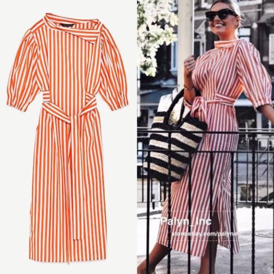 Red and white striped dress zara 2025