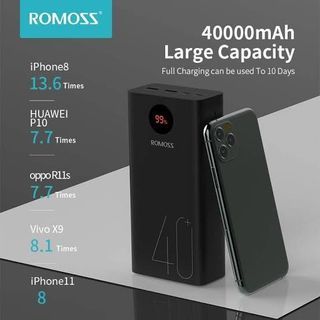 40000mAh Power Bank, ROMOSS 18W PD USB C Fast Charge Battery Bank, 4 Outputs