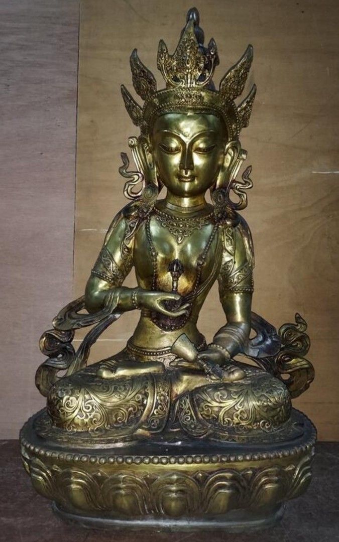 古董老件鎏金銅器佛像高66長42寬26公分重17公斤
