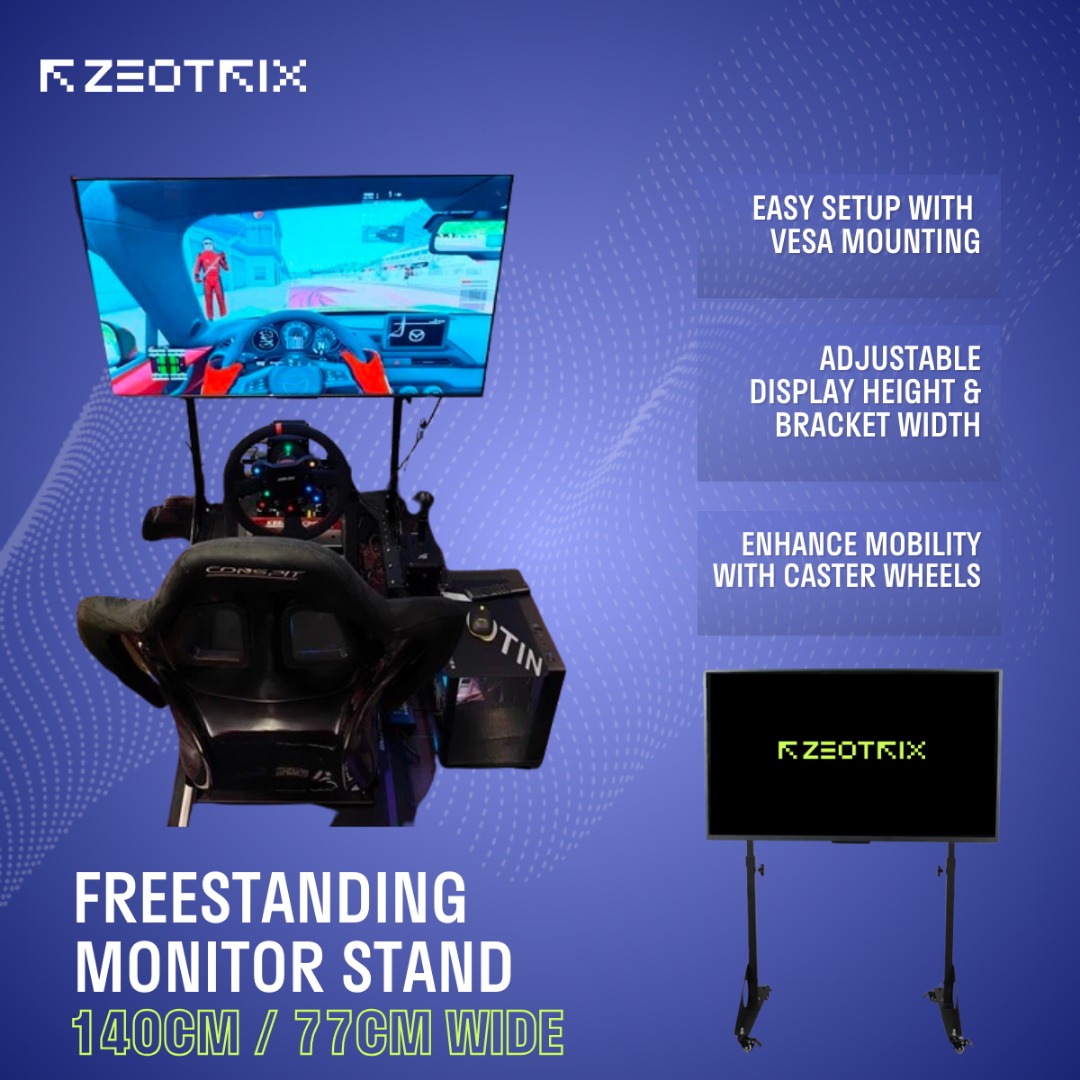 Height Adjustable Monitor/TV Stand with Wheels | Portable VESA Mounting ...