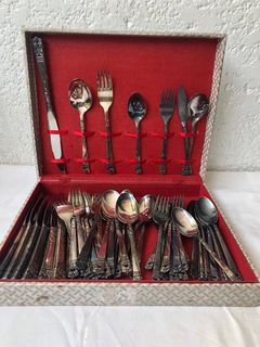 Antique 1881 Rogers Oneida 61 Pcs Silver Plated Flatware Cutlery Set as-is