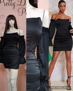 Brand new High Quality Black Silk Corset Style Cold Shoulder Bodycon Dress