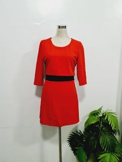 Branded coordinate office formal event red orange dress