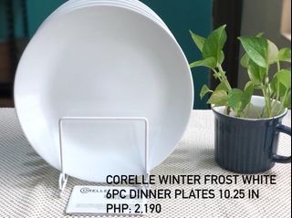 Corelle Winter Frost white 6-pc Dinner Plates 10.25 inhces