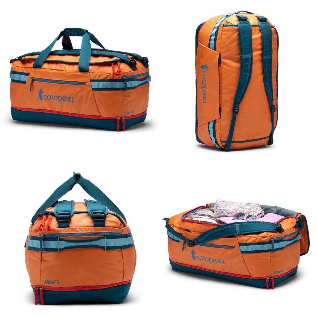 Cotopaxi Allpa 70L Duffel Backpack (Category: Backpacks) located in Singapore. Submitted by gearoutfitters (Listing ID 1306239548, Image 2). Description: Ready stocks in SG 100% Authentic Brand new with tags Cotopaxi Allpa 70L Duffel Bag Colours available: Spruce/Abyss Smoke/ Cinder Black We reengineered our 5-star Allpa 70L Duffel to use recycled fabric and carry even more comfortably. We made the backpack shoulder straps easier to remove or rea