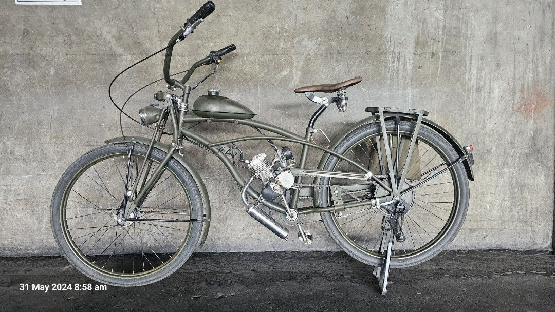 Custom Built Military Type Moped Bicycle 50cc Petrol 2 stroke Sports Equipment Bicycles Parts Bicycles on Carousell
