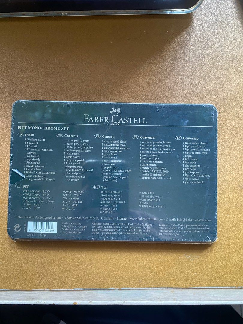 Faber-Castell PITT Monochrome 12-set (Category: Craft Supplies & Tools) located in Makati City. Submitted by arrekusu (Listing ID 1306230822, Image 2). Description: Metal Tin of 12 Assorted pieces including kneadable eraser. The old tradition of figure drawing using monochrome shades of sepia and sanguine dates back to the Renaissance. Enhanced with white and with shadows deepened with black, monochrome shades lend vitality, liveliness and expres