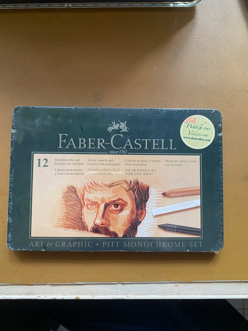 Faber-Castell PITT Monochrome 12-set (Category: Craft Supplies & Tools) located in Makati City. Submitted by arrekusu (Listing ID 1306230822, Image 1). Description: Metal Tin of 12 Assorted pieces including kneadable eraser. The old tradition of figure drawing using monochrome shades of sepia and sanguine dates back to the Renaissance. Enhanced with white and with shadows deepened with black, monochrome shades lend vitality, liveliness and expres