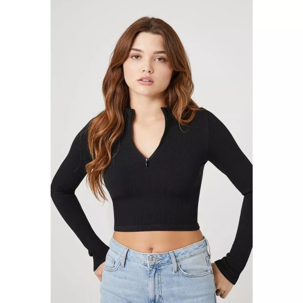 Half zip crop top 2025