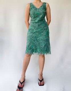 Green vintage paisley dress